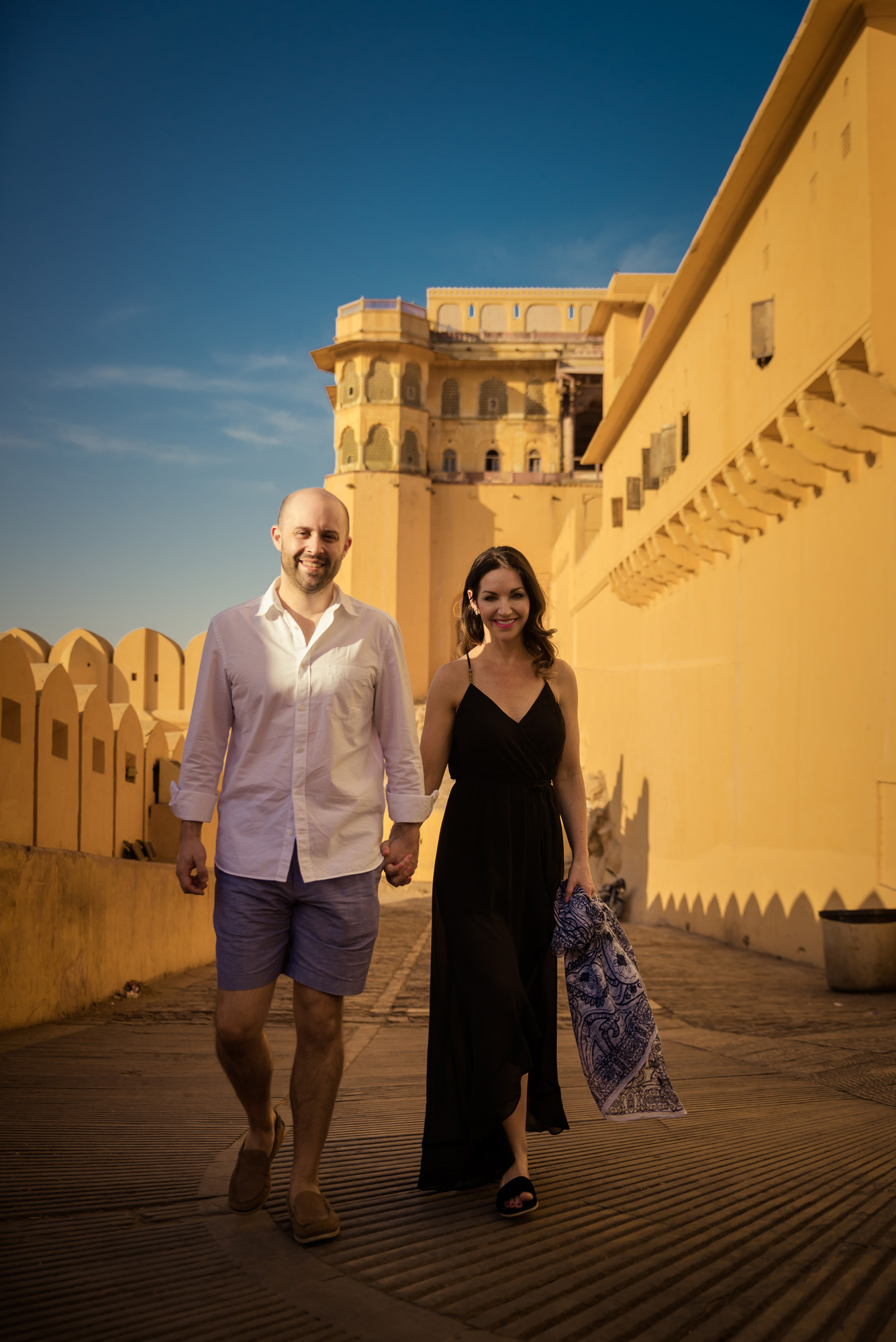 Holding hands at Amber Palace